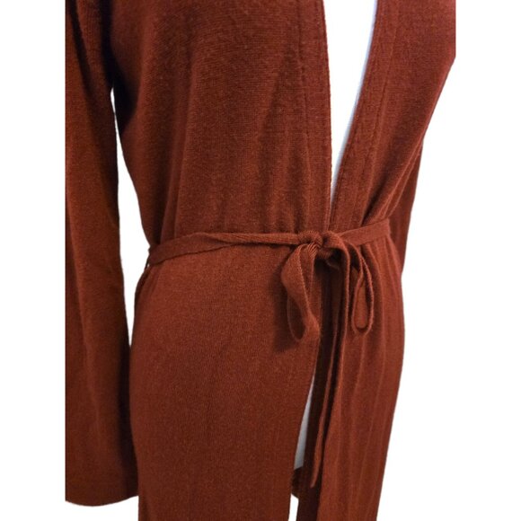 Vintage Y2K Suzy Shier Tight Knit Cardigan Burgundy Red Sweater Belt Fall Sz M - Picture 3 of 9